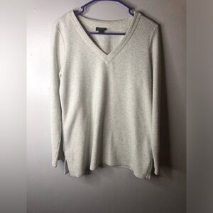 J.Jill Wearever Collection Ivory Cream Ribbed V Neck Sweater Tunic Sweater Top